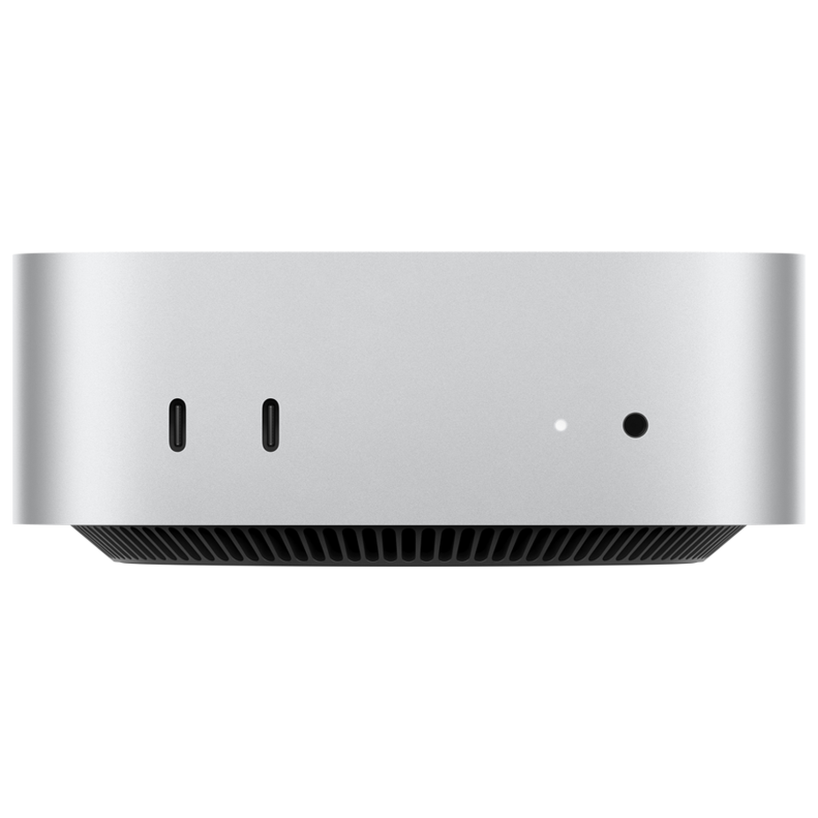 Mac mini M4 visto de frente com portas USB-C