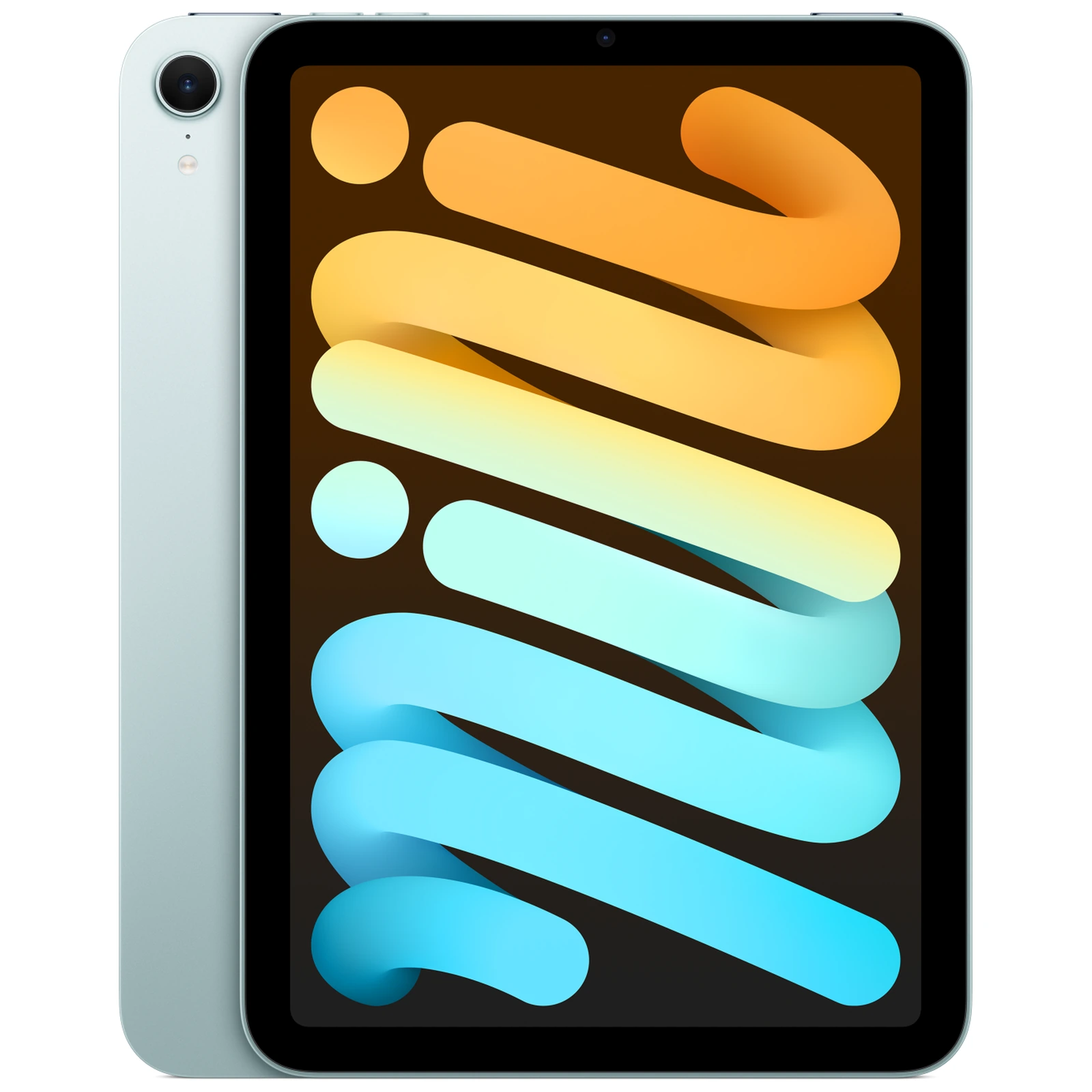 iPad mini na cor azul, frente e traseira